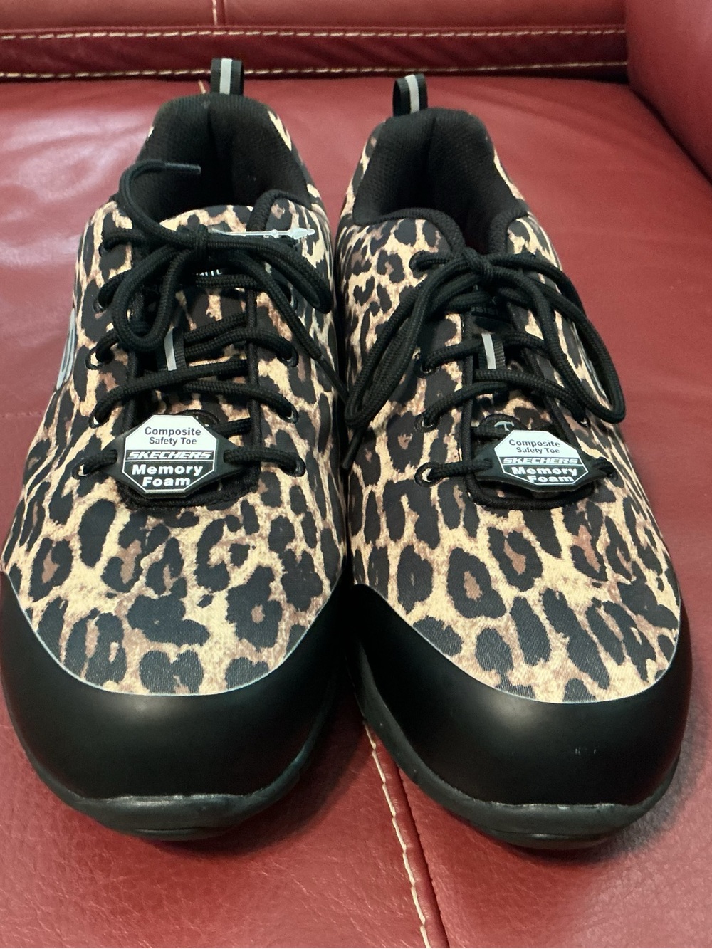 Skechers Leopard Print Work Shoe Composite Toe Size 11